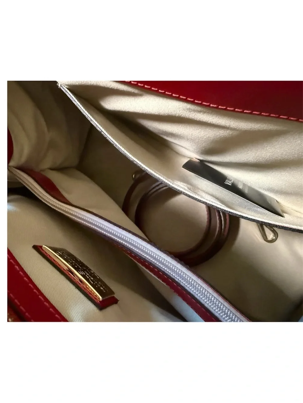 Mario Valentino Olimpia Soave Genuine Leather Red Tote